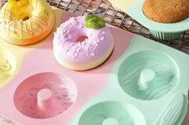 Molde silicona tricolor 6 donas decoradas 